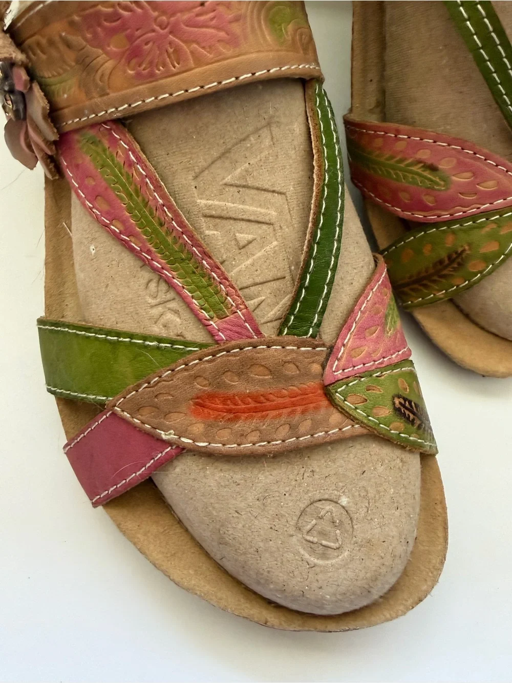 Women's Spring Step L’Artiste Leather Floral Strap Sandals